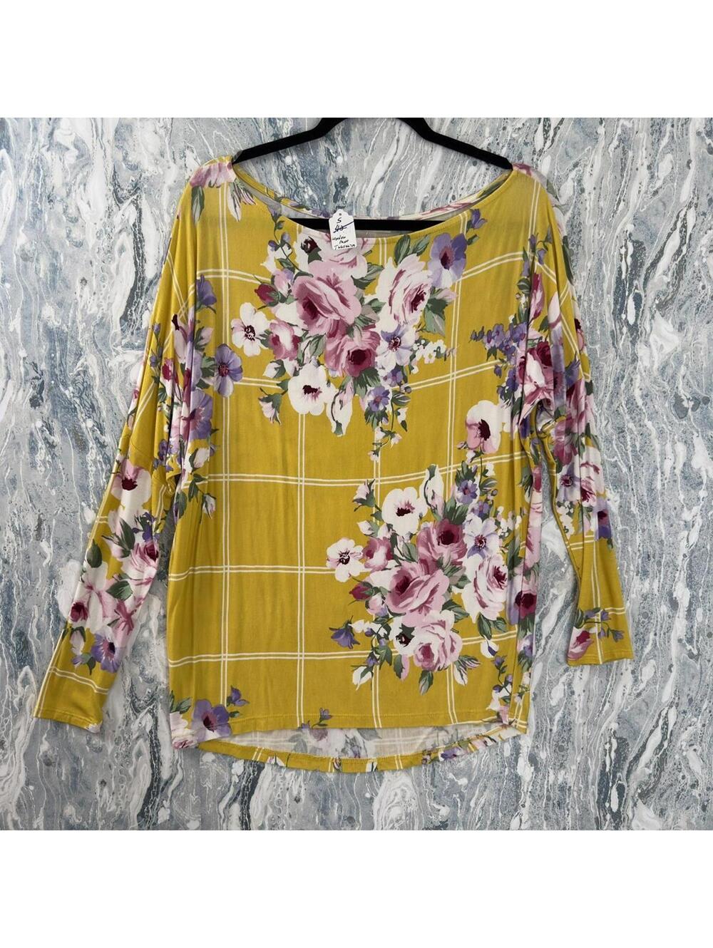Boho Floral Yellow Long Sleeve Top (S)